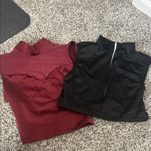 Stylish Black and Red Women's Crop Dance Tops